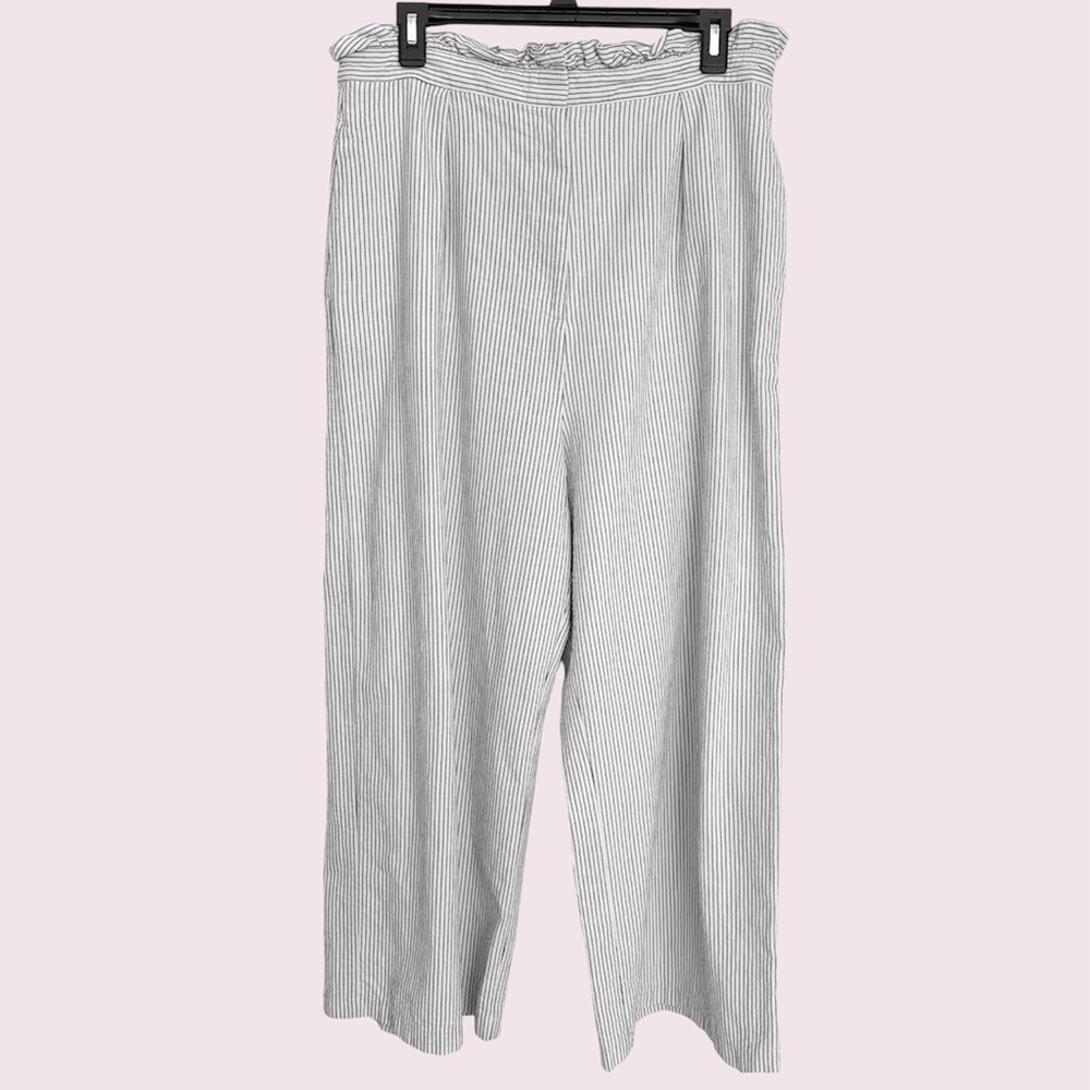 Topshop pinstripe paper bag pants